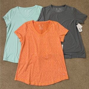 Women's V-Neck T-Shirts - Orange, Gray, and Mint